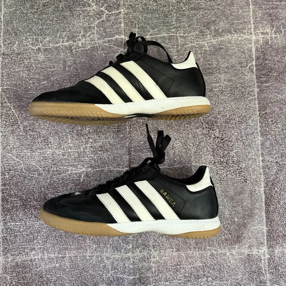 Men's Adidas Samba Millennium Leather Black White Gum Low Soccer Sz 8 (088559)